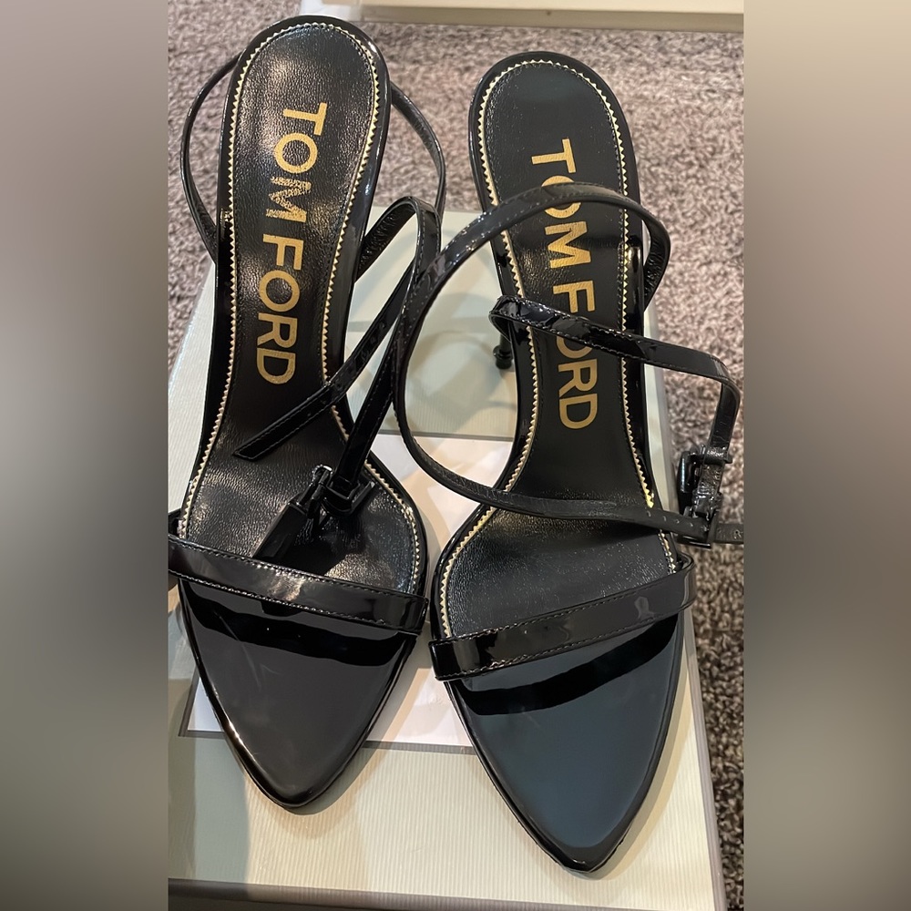Tom Ford Laminated  Padlock Pointy Naked Sandal